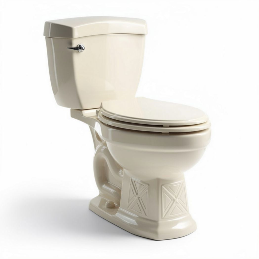 Two-piece toilet in beige color with a standard height design 60 x 40 x 80cm