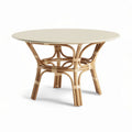 Round rattan dining table with cream top and bamboo base 100 x 100 x 75cm