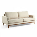 Modern fabric sofa with wooden legs in neutral beige color 200 x 90 x 85cm