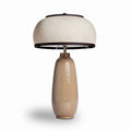 Ceramic table lamp with linen shade in beige 30 x 30 x 60cm