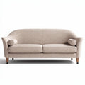 Fabric sofa with rounded arms and removable cushions 180 x 80 x 75cm beige
