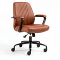 Brown leather office chair with height adjustment and swivel base 60 x 60 x 100cm